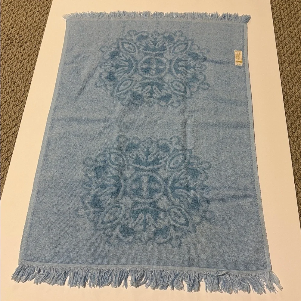 Vintage Sears Cotron Blue Hand Towels Set of Two Made in USA